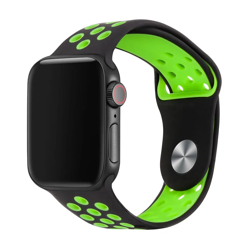  Эластичный дышащий силиконовый спортивный ремешок для apple watch с ремешком на запястье 42/38/44/40 мм Универсальный series