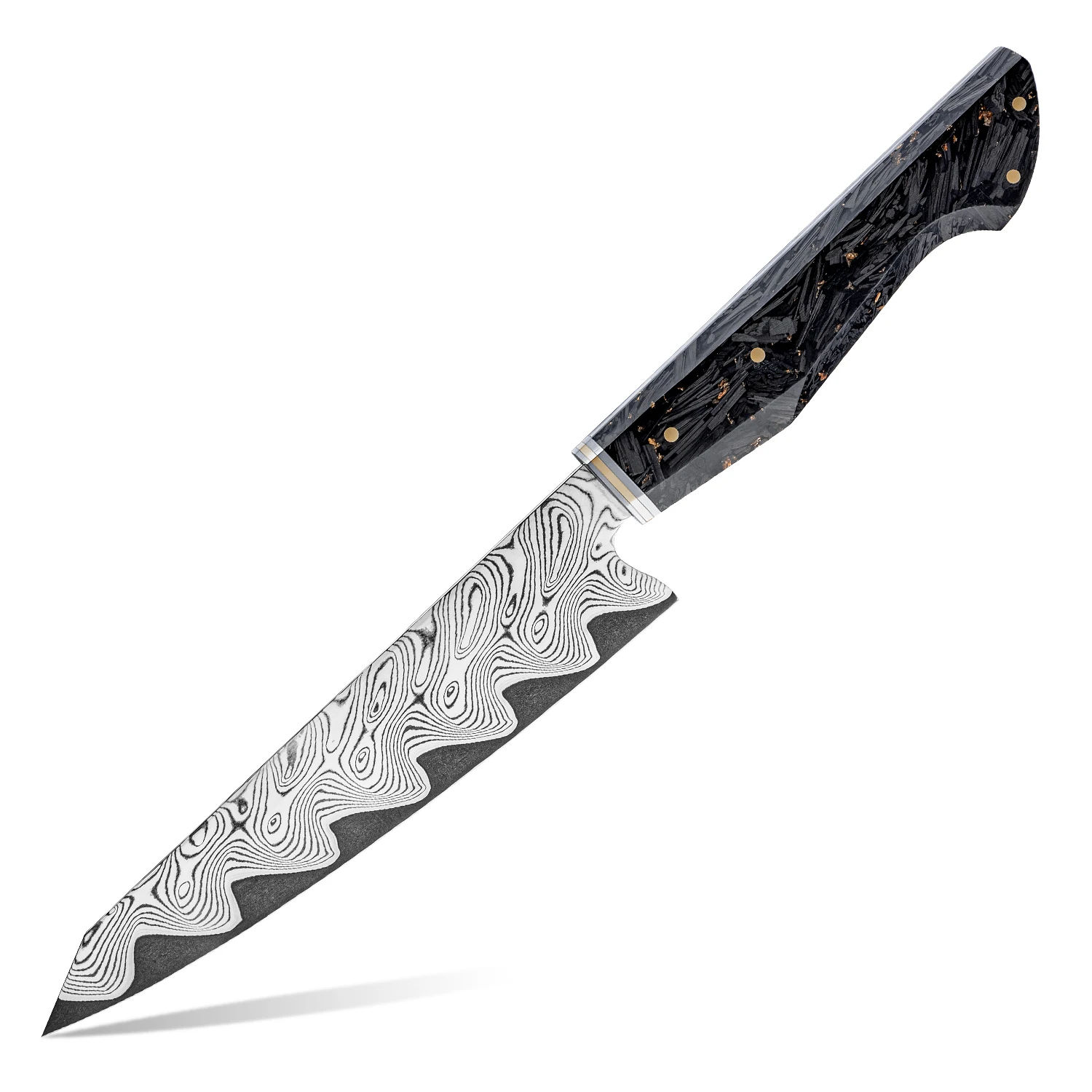 5.4 inch High Quality Utility Knife 67 Layers Damascus Steel Kitchen Utility Knives with Carbon Fiber and Gold-foil Resin Handle