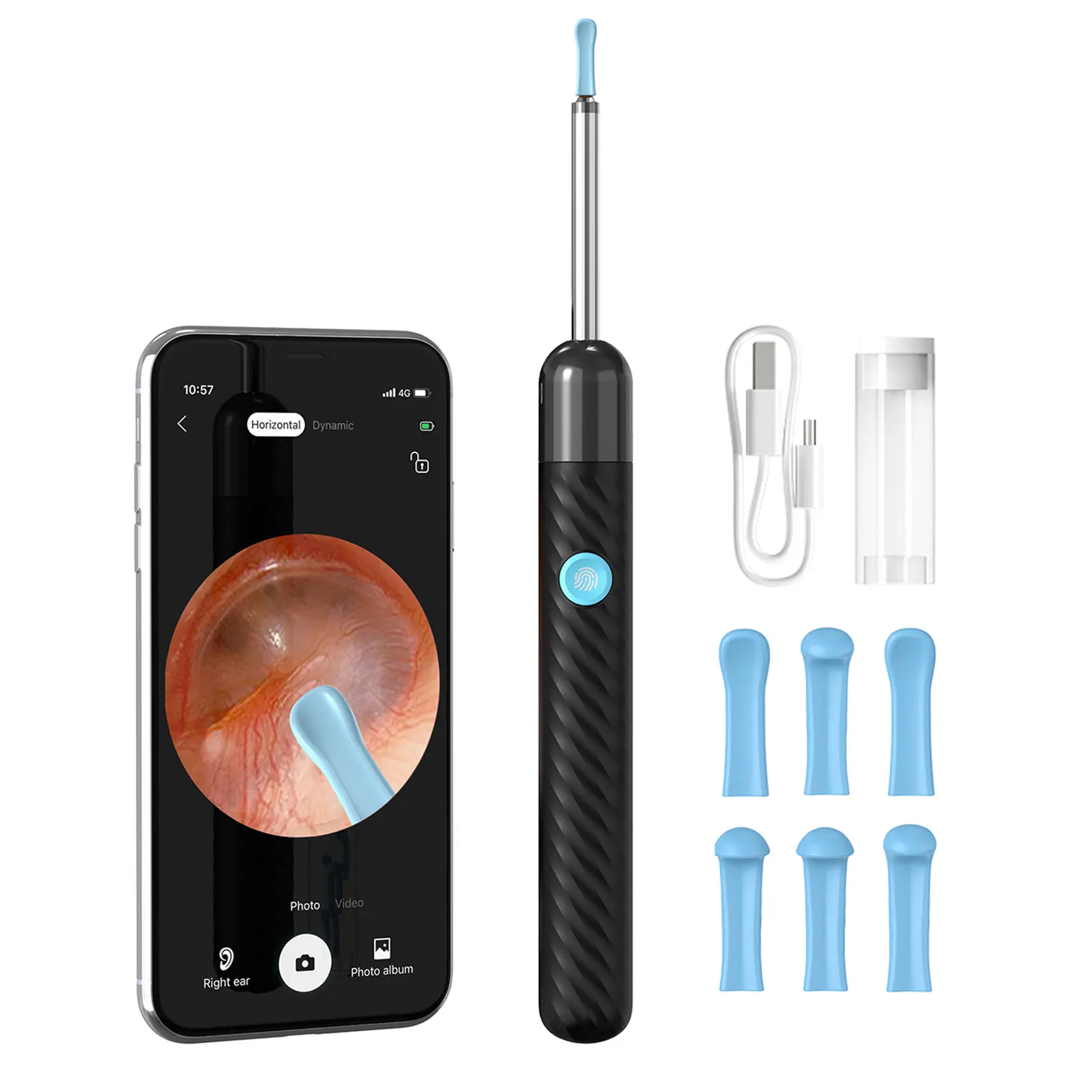 China Manufacturer With LED Light 1080P 5MP HD Wifi Visual Digital Otoscope 360 Wide Angle Ear Wax Remover Camera earpick camera