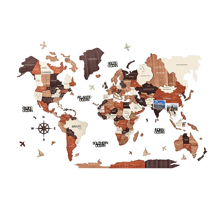 3D multicolored tourism map home deco national flag pushpin antique nordic wooden world map wall decoration art map puzzle