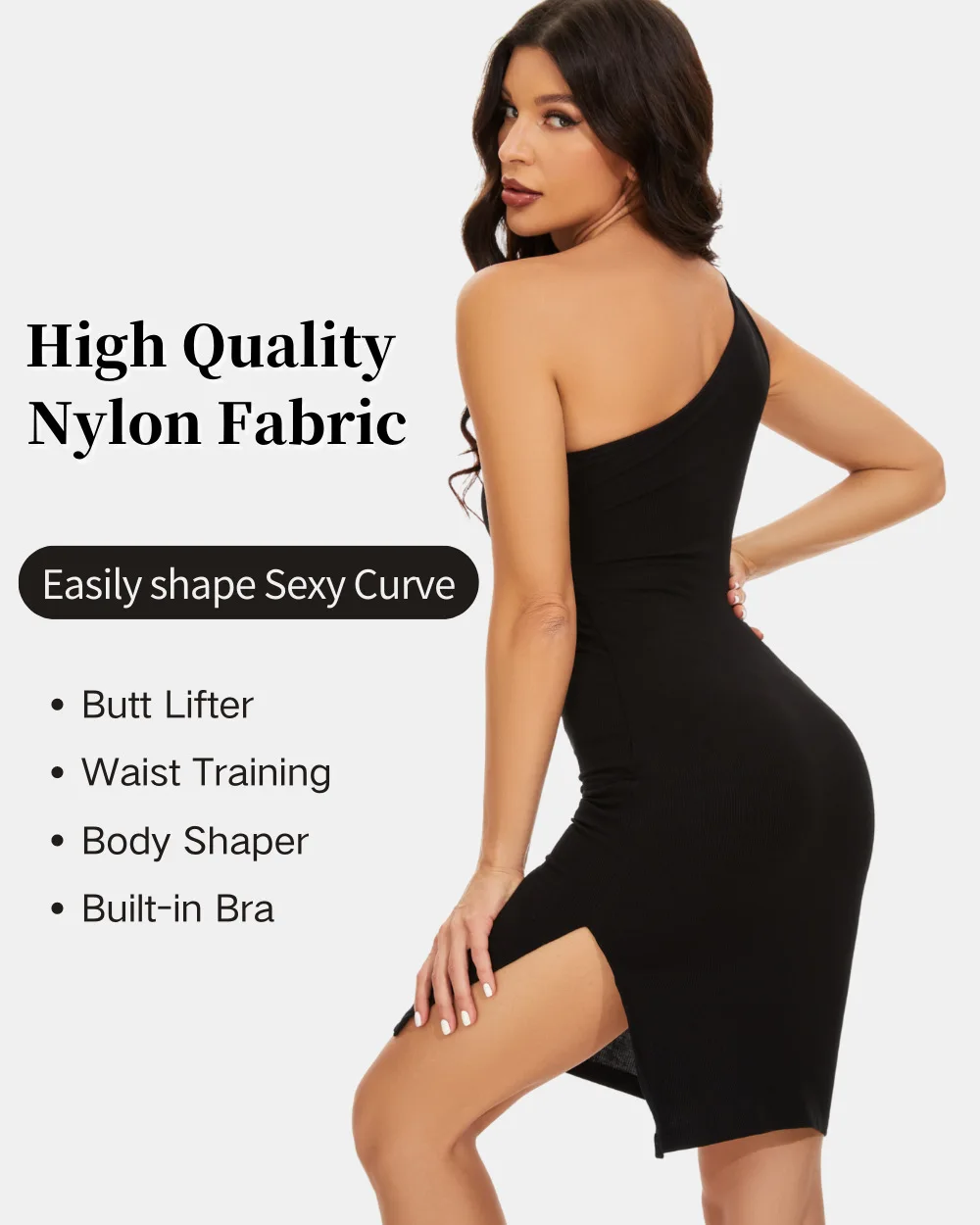 private logo 8 In 1 Seamless Backless Maxi Modal Soft Slip Lounge Shaper Dresses V Neck Bodycon Built In Shapewear Dress