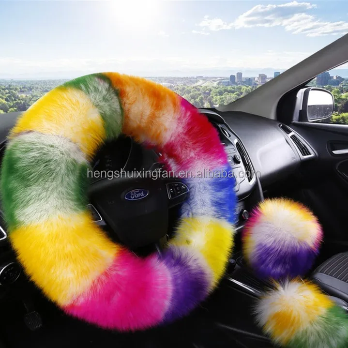 Зимний Теплый мягкий чехол для автомобиля из овечьей шерсти, длинный меховой плюшевый чехол для руля