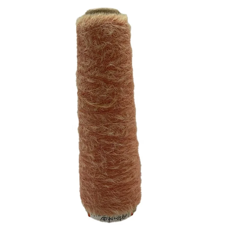 Nylon Fluffy Plush Yarn 1.8 Western Red Mink Fur Feather Crochet Line Yarn For Knitting Machine