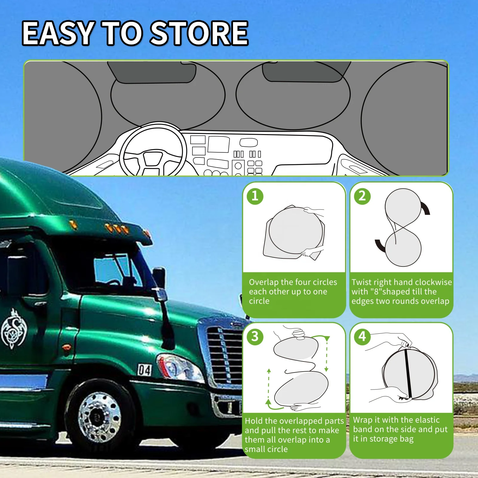 RV Accessories Semi-Truck Sun Shade for Windshield and Side Windows Semi Truck Accessories for Semi,Commercial & Big RigTruck RV