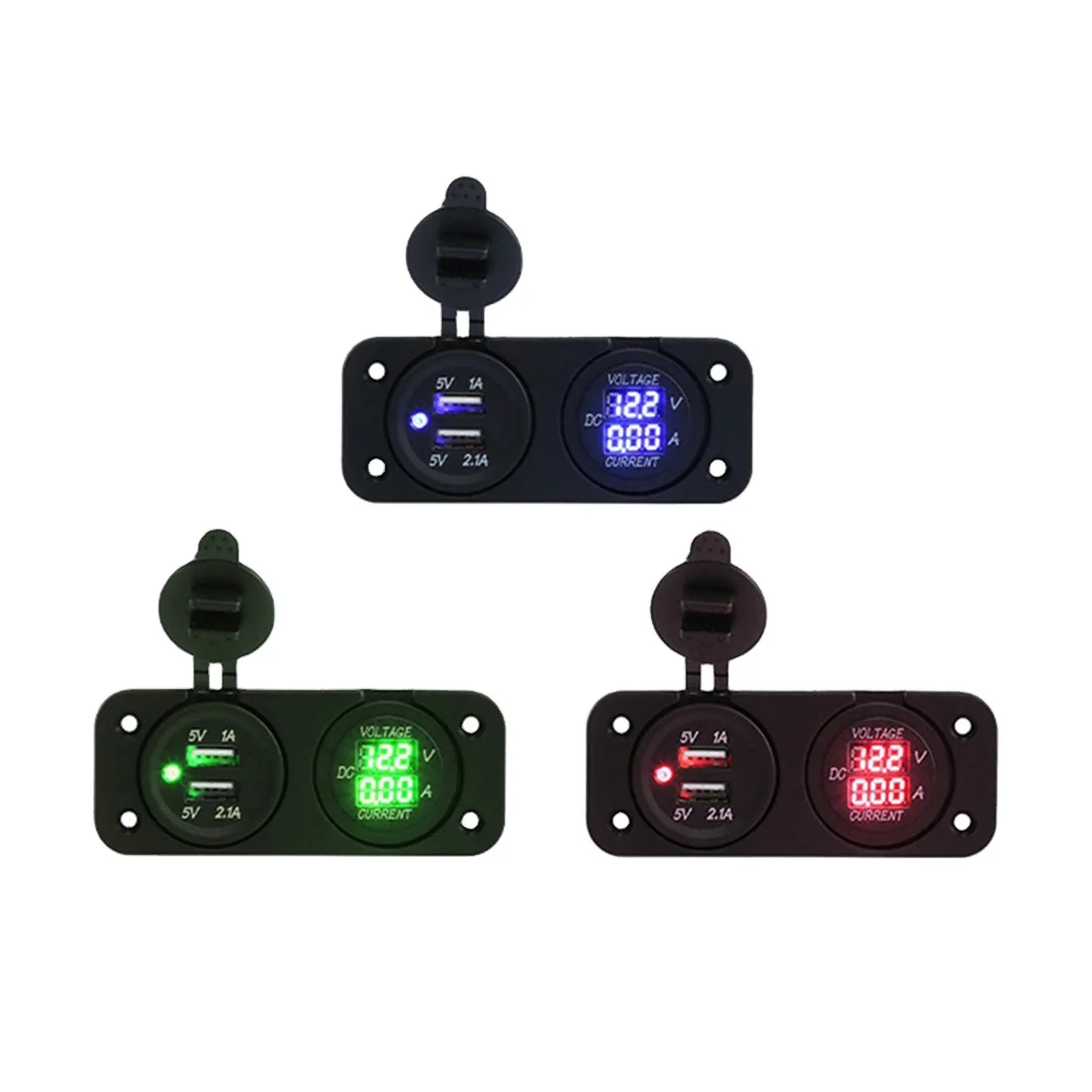 WELFNOBL high-quality 5V 3.1A original multi-color LED new wireless voltmeter 12V dual USB port car charger socket