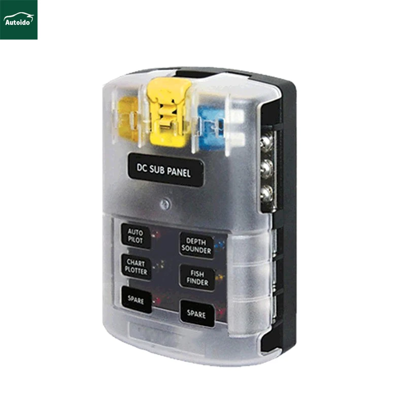 ATC/ATO Blade Fuse Block Waterproof  6 Circuit with Cover 32V 6 Way Fuse Holder Fuse Box
