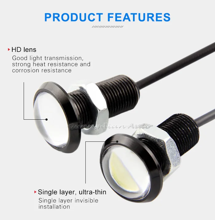 Tcart Automotive LED decorative light 12v 3w waterproof Slim eagle eye for car daytime running lights LED Tail Lamp  DRL