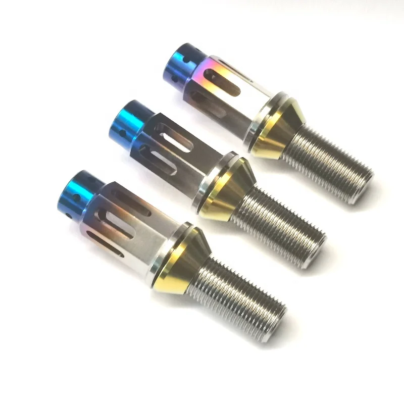 High quality automotive Gr5 m14 14x1.5 anti theft titanium wheel lug bolts for BMW racing car