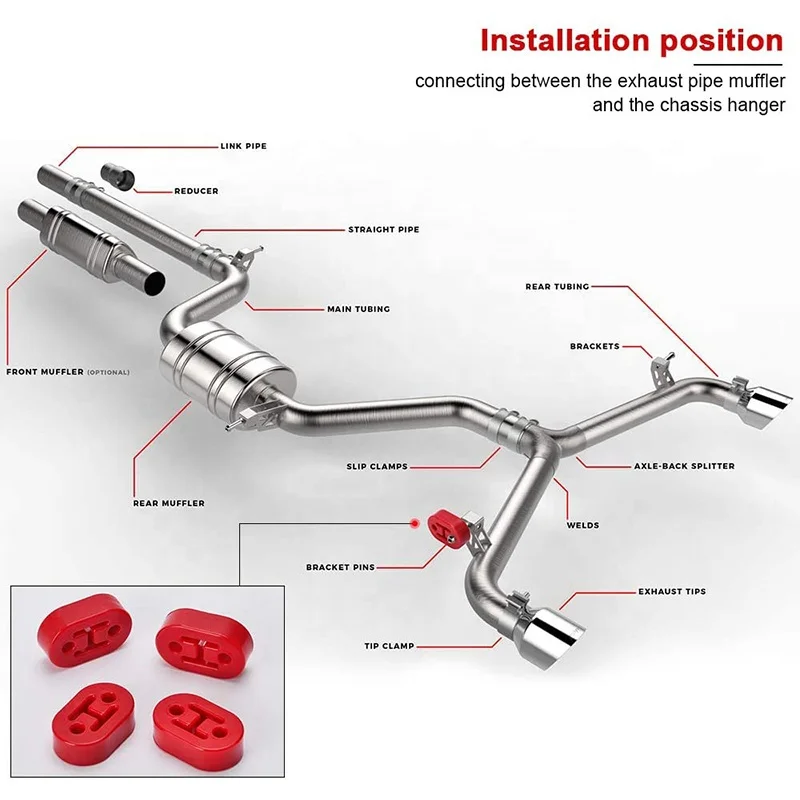 OEM Design Universal exhaust rubber hanger Black/ red/ blue Isolator 11.5mm Hole Diameter 74mm long Muffler Bracket Mount
