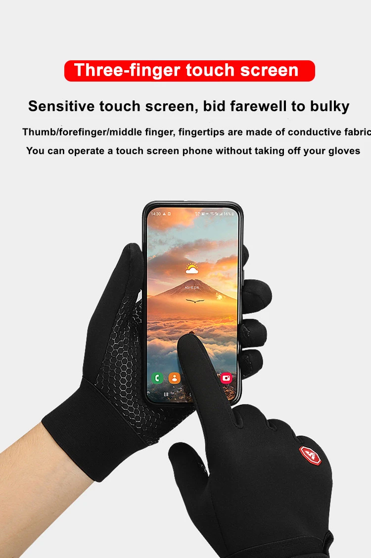 Зимние перчатки для рыбалки велосипедные теплые флисовые Нескользящие Черные Зимние перчатки для мужчин и женщин зимние велосипедные перчатки для сенсорных экранов