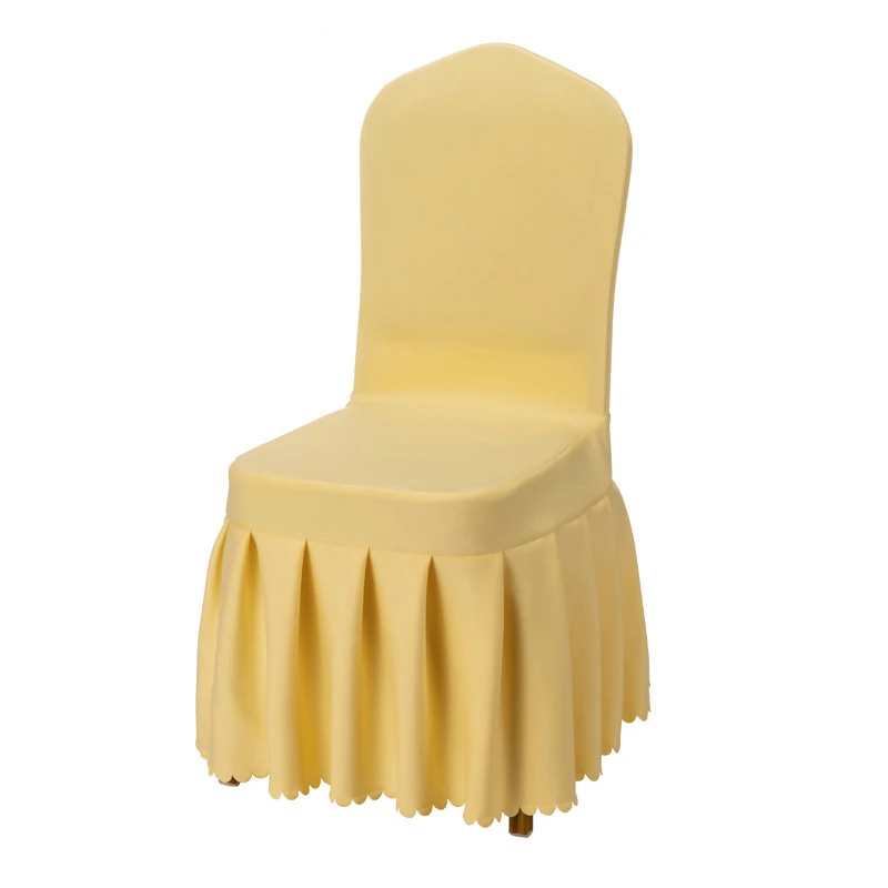 2022 new 230g custom wholesale white banquet wedding polyester thickened elastic pleated skirt chair cover