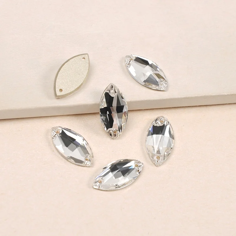 Superior Quality 3223 Navette Wholesale Sew On Crystal Glass Rhinestones Strass For Wedding Dresses Shoes Bag