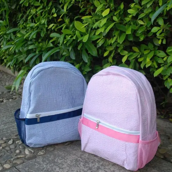 GA USA Ship High Quality Toddler Size Seersucker Backpack Book Bag With Free Shipping DMA8187