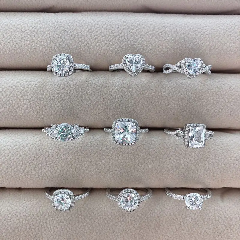  Dylam Engagement Silver Jewelry Rings Set Women Sterling Wedding Chunky Ring mujer de plata anillo
