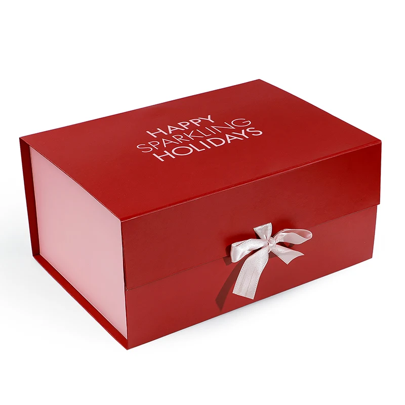 Digital Printing Cardboard Packaging Folding Box Ribbon Closures Wholesale Gift Paper Box