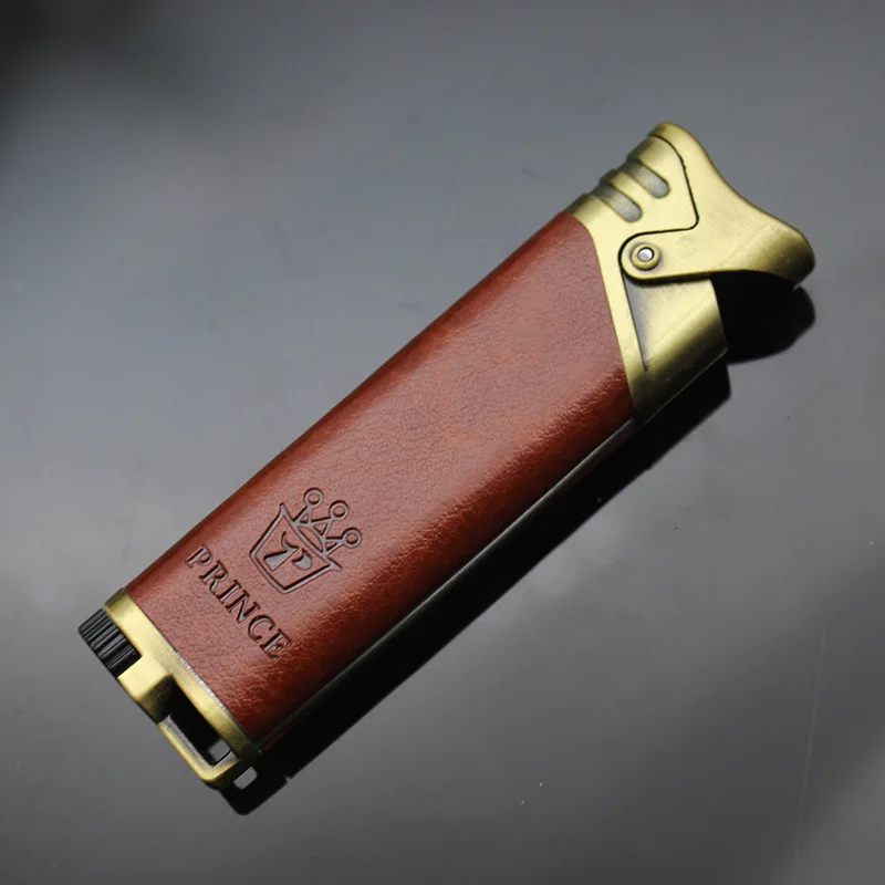 Leather cigar lighter windproof gas business crown lighter