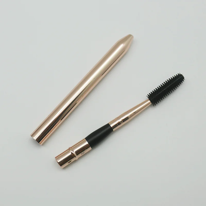 Spoolies Mascara Eyelash Brush Silicone eye brow makeup brush Lashes Wand Rose gold retractable eyelash spoolie brush with lid