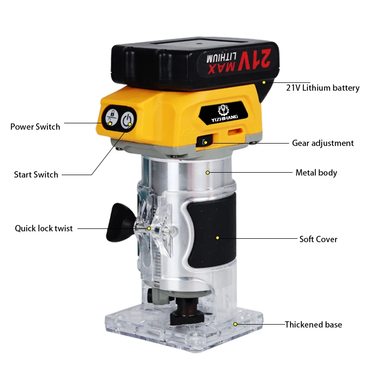 21V Handheld Cordless Electric Woodworking Tool Electric Wood Trimmer Machine for Professional Trimming