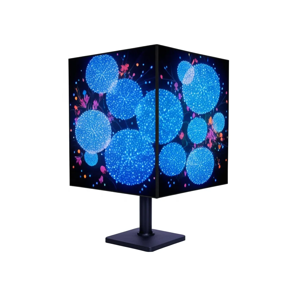 Rotating LED Screen Cube 4 Sides 5 Side Advertising Small Led Screen Display Cube Futuristic Art Screen