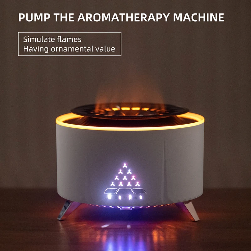 SHOUMING Volcano Flame Aroma Diffuser Scent Diffuser Fire Humidifier Essential Oil 130ml Hotel Volcano Vaporizer Water Volcano