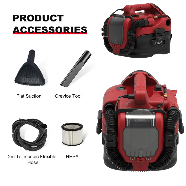 JIENUO 2 Gallon 20V Lithium Battery Portable Wet Dry Cyclone Vacuum Cleaner with Air Inflact Adapter JN701