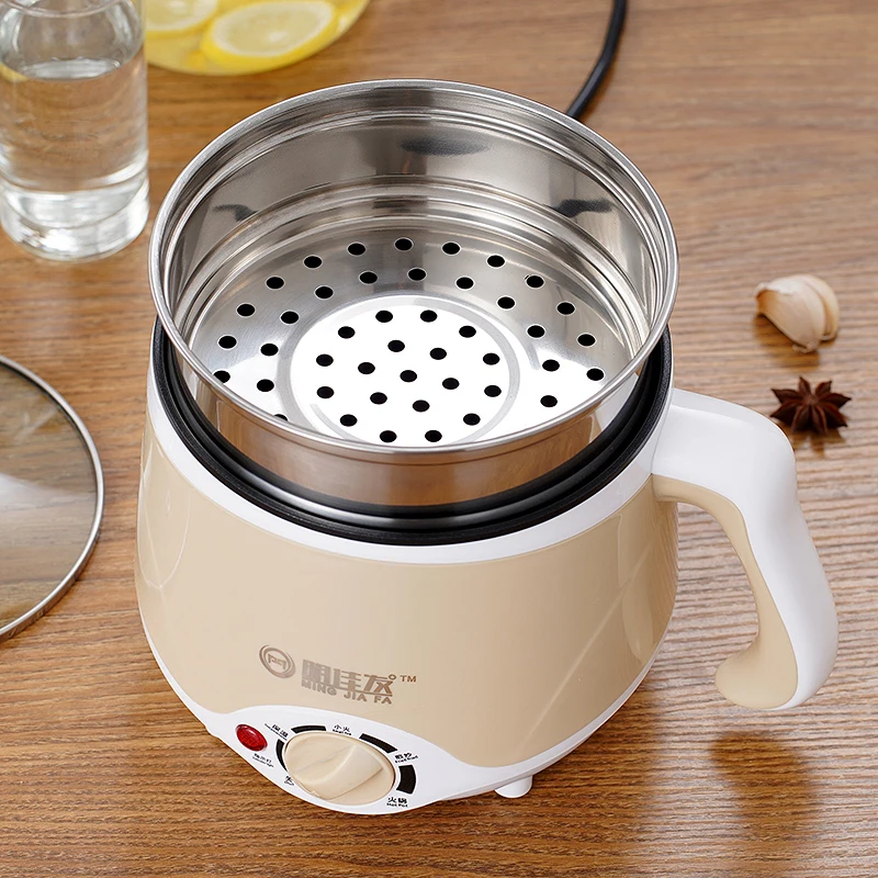 1.8L Double Layer Khaki Hot Selling Stainless Steel Noodle Pot Milk Boiler Kettle Electric Skillets Hot Pot