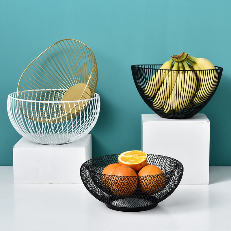 Nordic Simple Geometry Wrought Iron Fruit Basket Living Room Fruit Tray Creative Basket