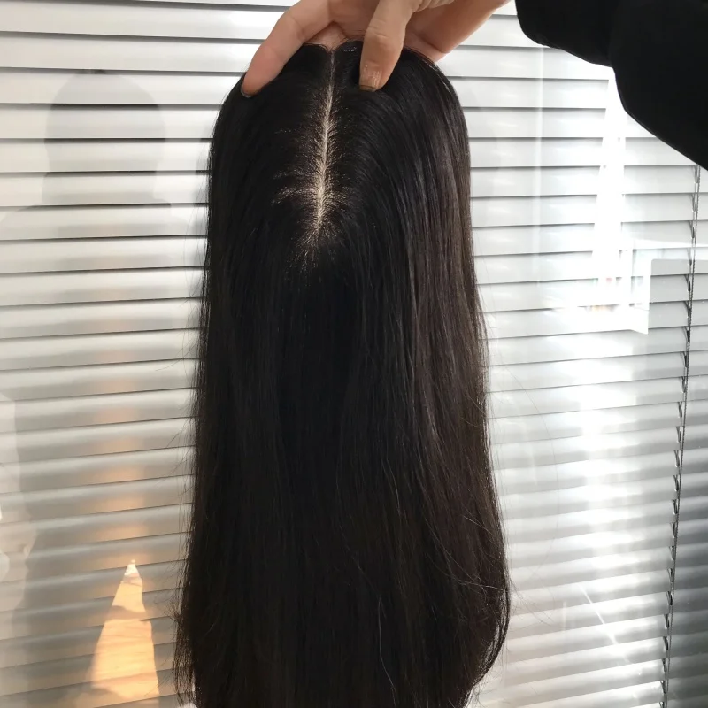 FindVirginHair Silk Top Thin Skin Injected Base Clip Human Hair Topper Pieces For White Women Virgin Natural Hair Patch