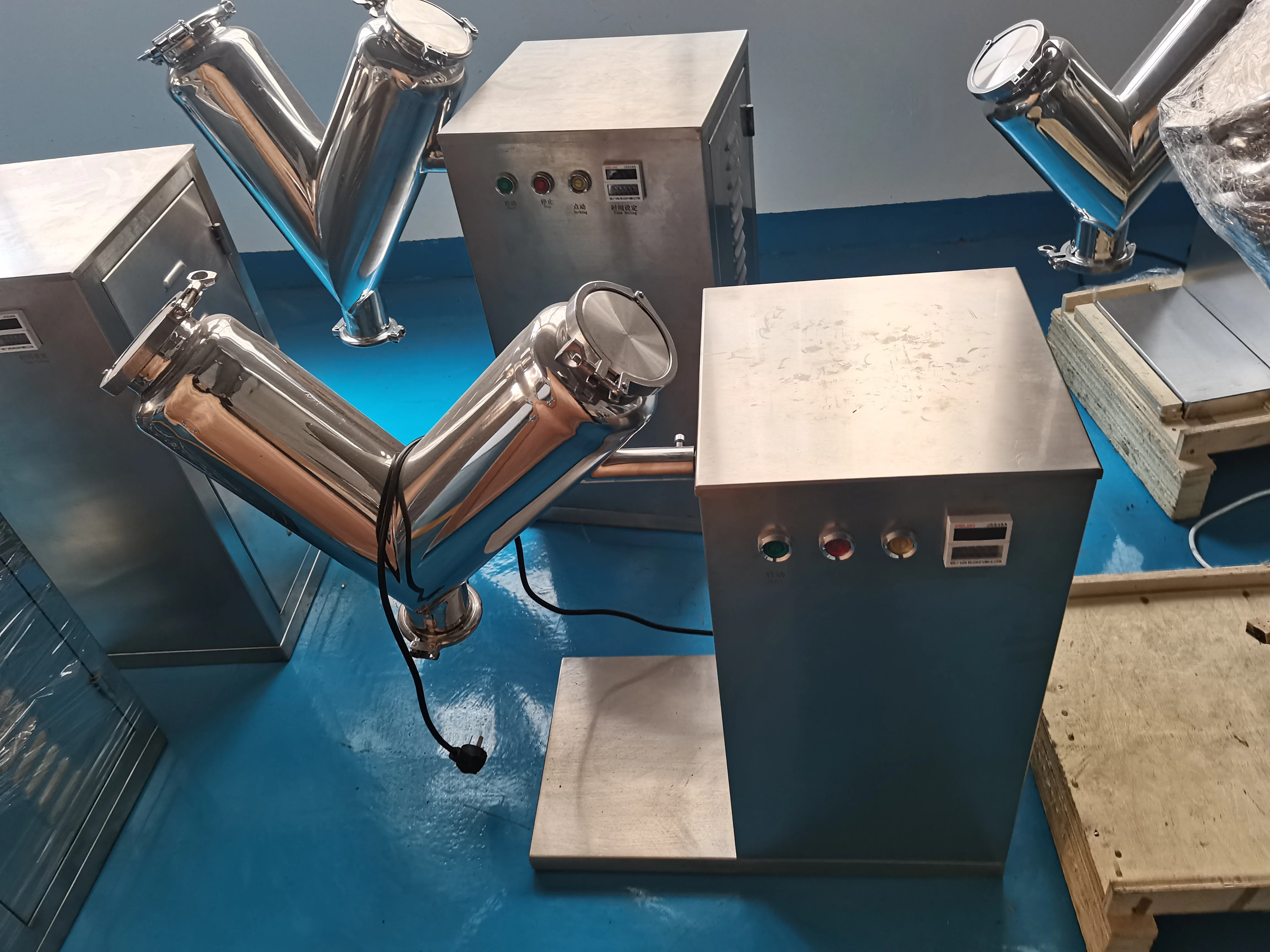 Pharmaceutical V shapes  Granule Agitator Dry protein Powder Mixing Machine Lab V Type Powder Blender Mixer