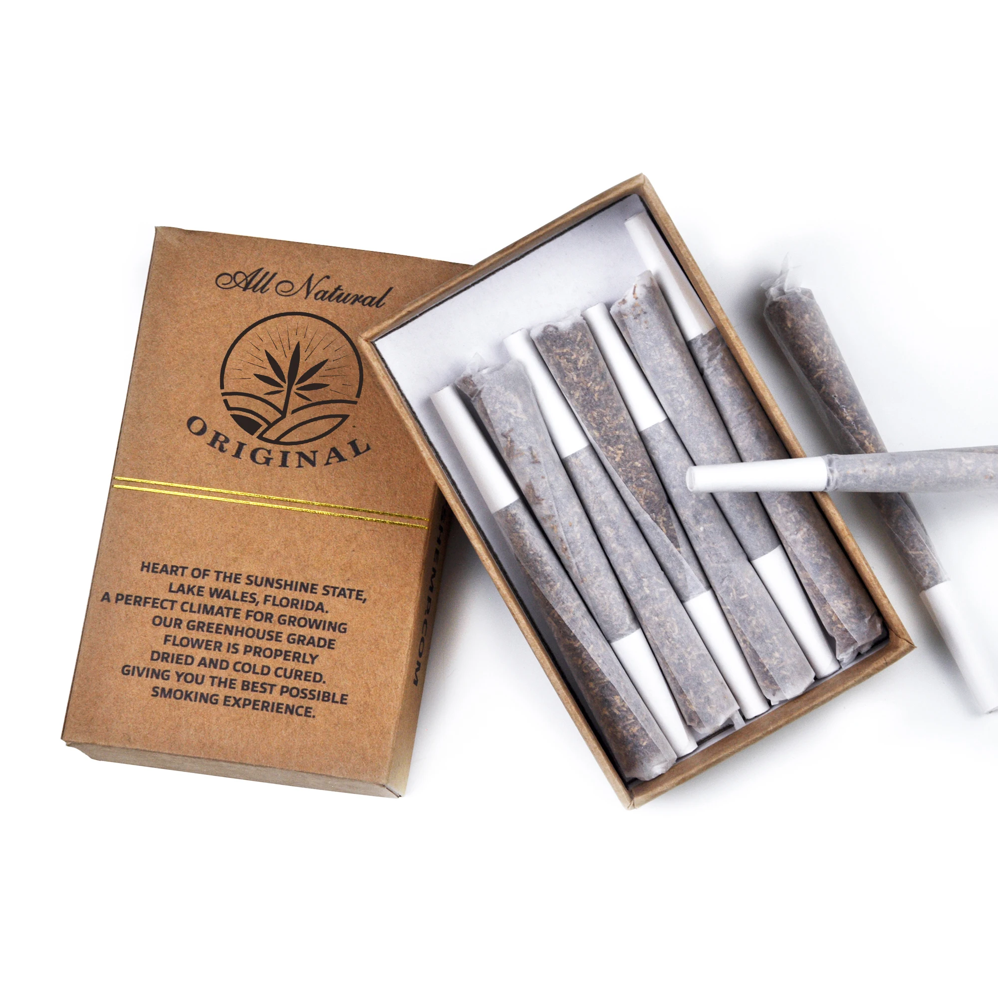 Lightweight Custom 5 Packs 10 Packs Blank Cigarette Boxes Child Resistant Cigarette Style Box Paper Pre Roll Packaging Box