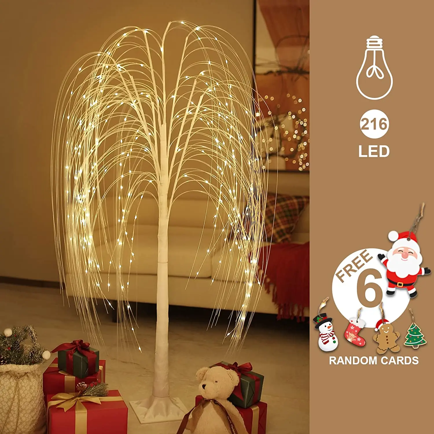 1.5m Fairy Christmas Willow Tree LED Motif Lights Warm White for indoor Outdoor Halloween Party Wedding Garden