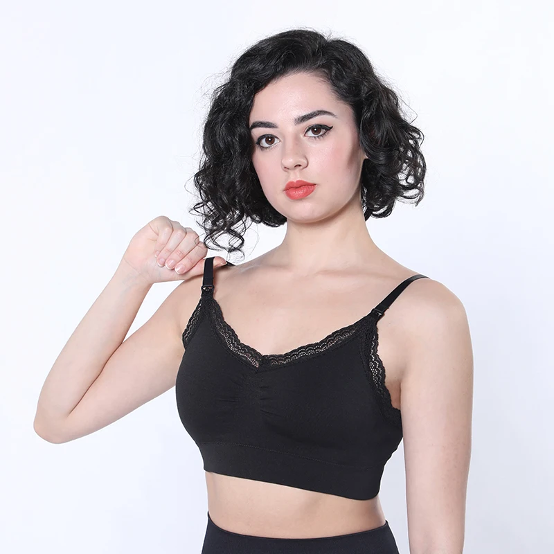 
Hot Selling Back Clasp Adjustable Straps Maternity Sports Bra Nursing Lace Feeding Bra 