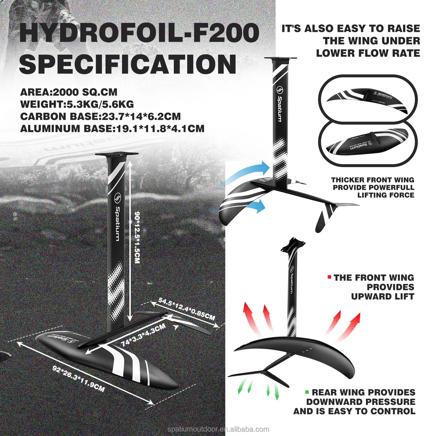 Spatium 2024 new product water sports hydrofoil board aluminum carbon wing foil board surfboard hydrofoil sale