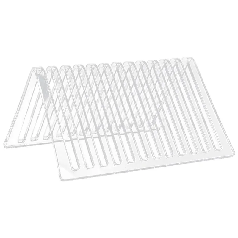 Factory Customized Clear Acrylic Triangle Book Holder Vinyl Record Display Stand CD Record Storage Rack