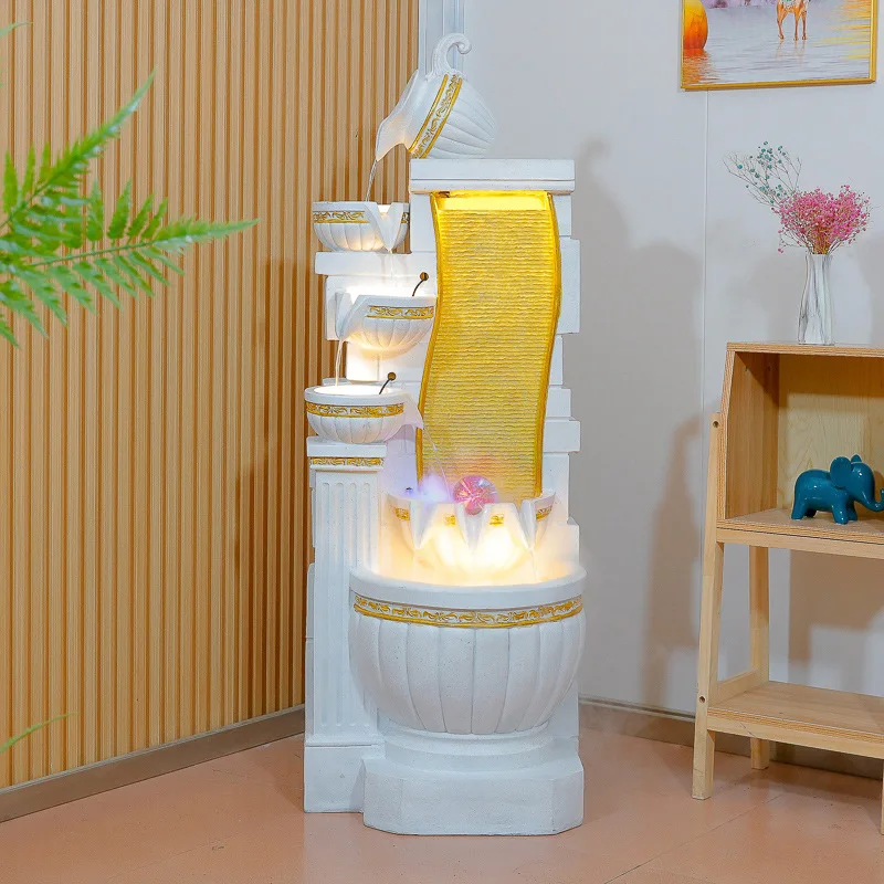 Large Outdoor Garden Home Decor Resin Water Fountain With Fish Pool Led Light Waterfall Fountain