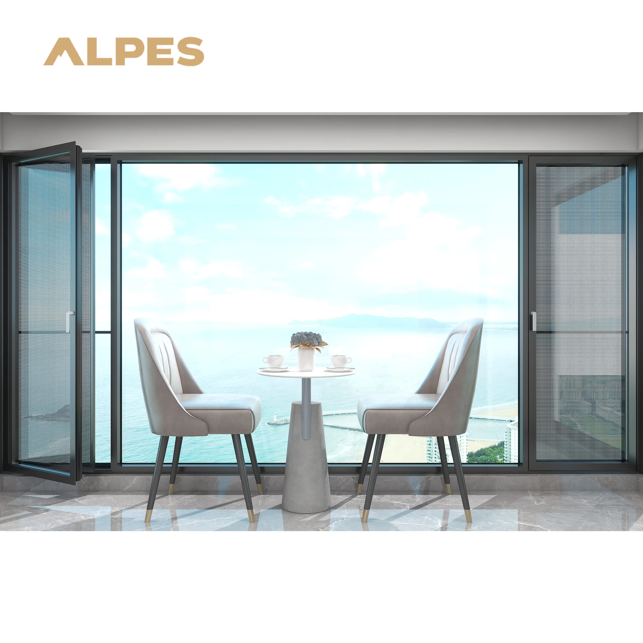 ALPES Simple Design Aluminum Casement Window, windows for House and Apartments,huge Aluminum Glass windows