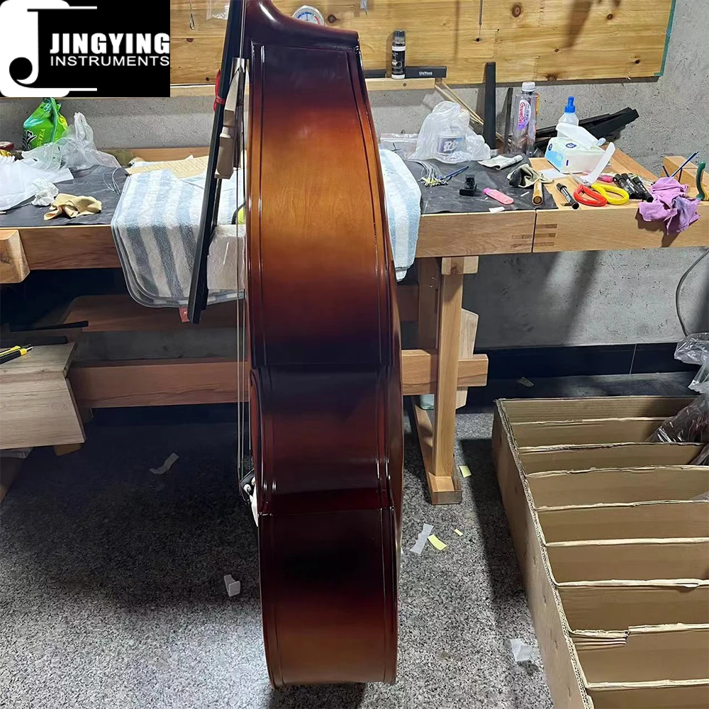2024 Jingying Music String Instruments,JYDB-E100 Matte Antique Edging Pressure Plate Student Double Bass