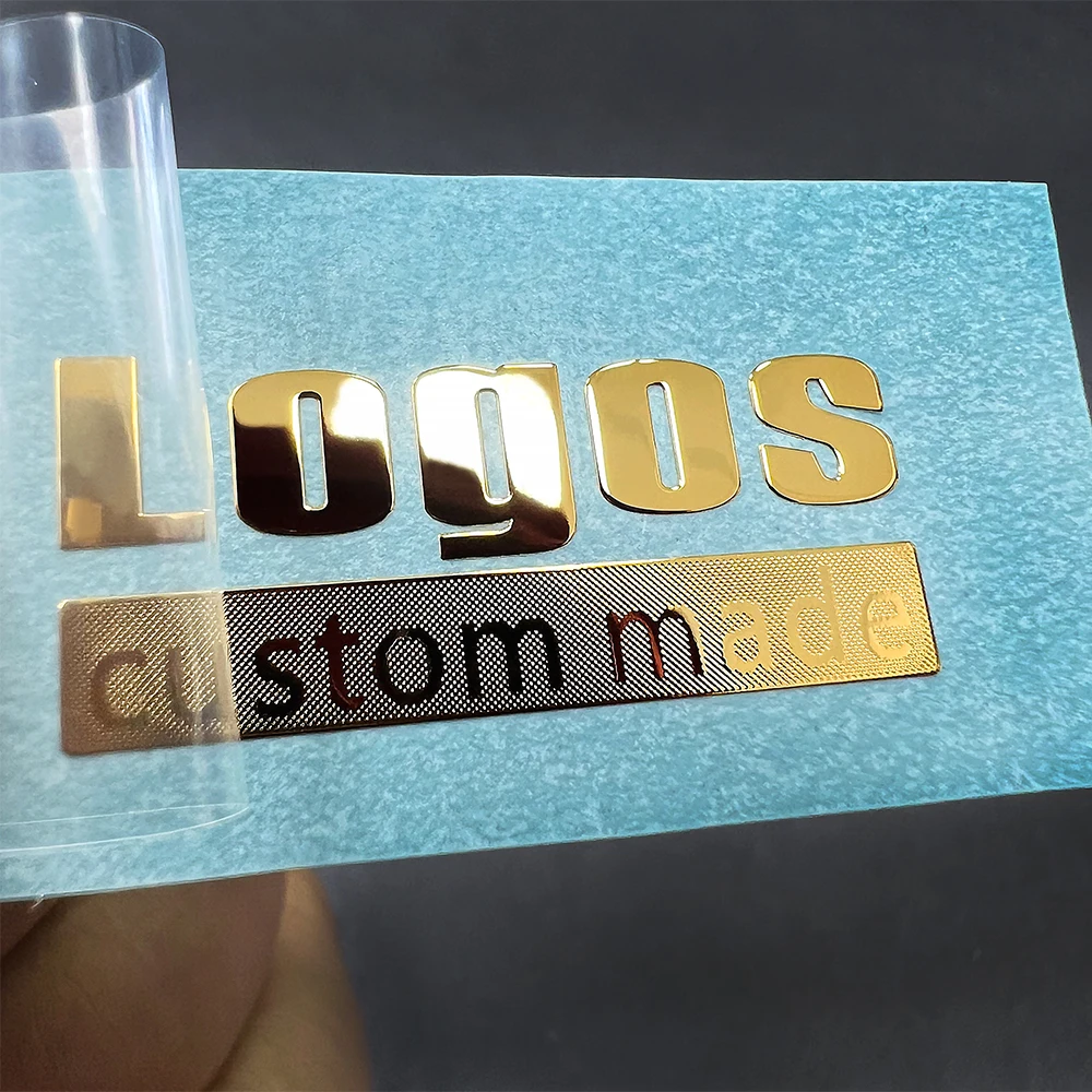 Custom Metal Nickel 3D Labels Logo Transfer Embossed Decals Metal Stickers With Adhesive Gold Silver Metal Logo Design