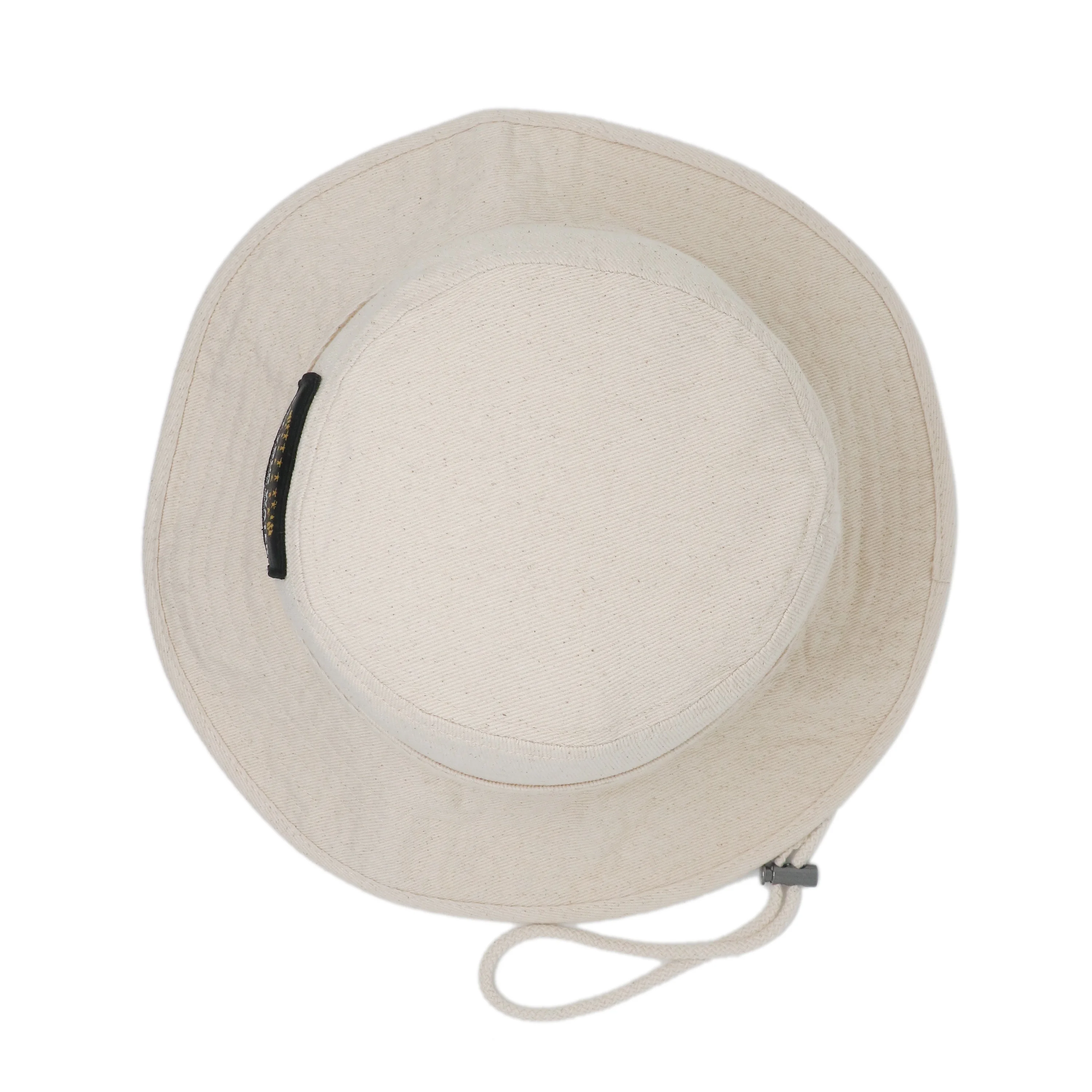 High Quality 100% Organic Cotton Outdoor Boonie Fisherman Safari Hat Custom Woven Label Bucket Hat With String