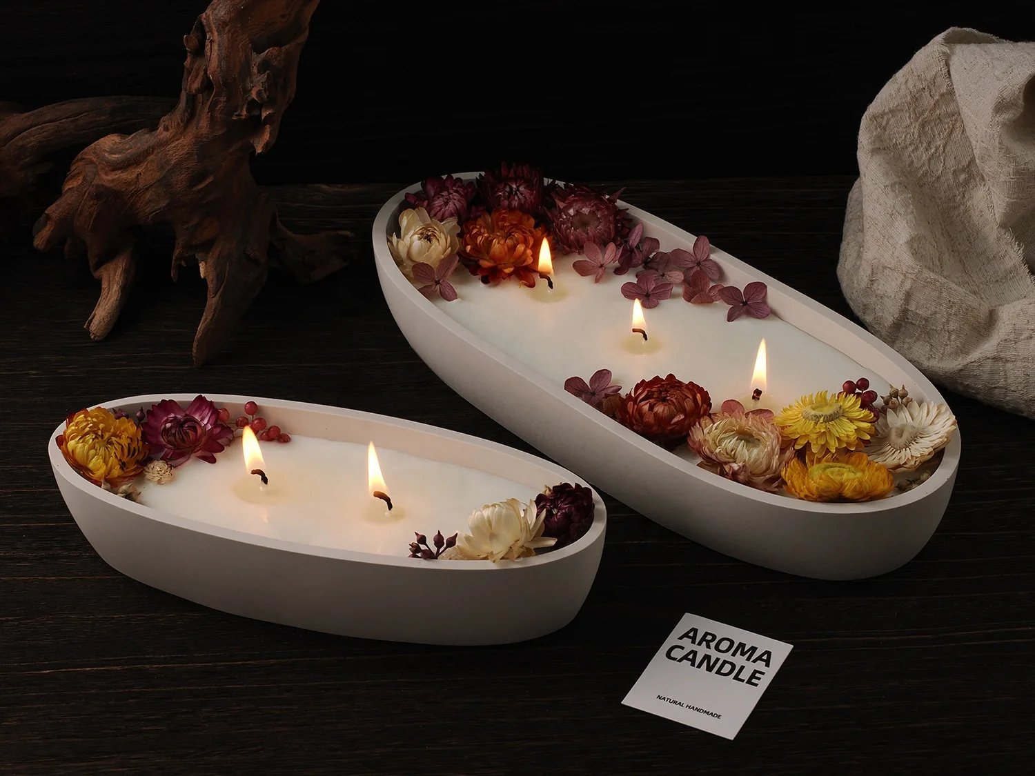 CARATTE Boat Shape Succulent Plant Pot Silicone Mold Oval Tray Cement Candle Vessel Mold for Art Crafts