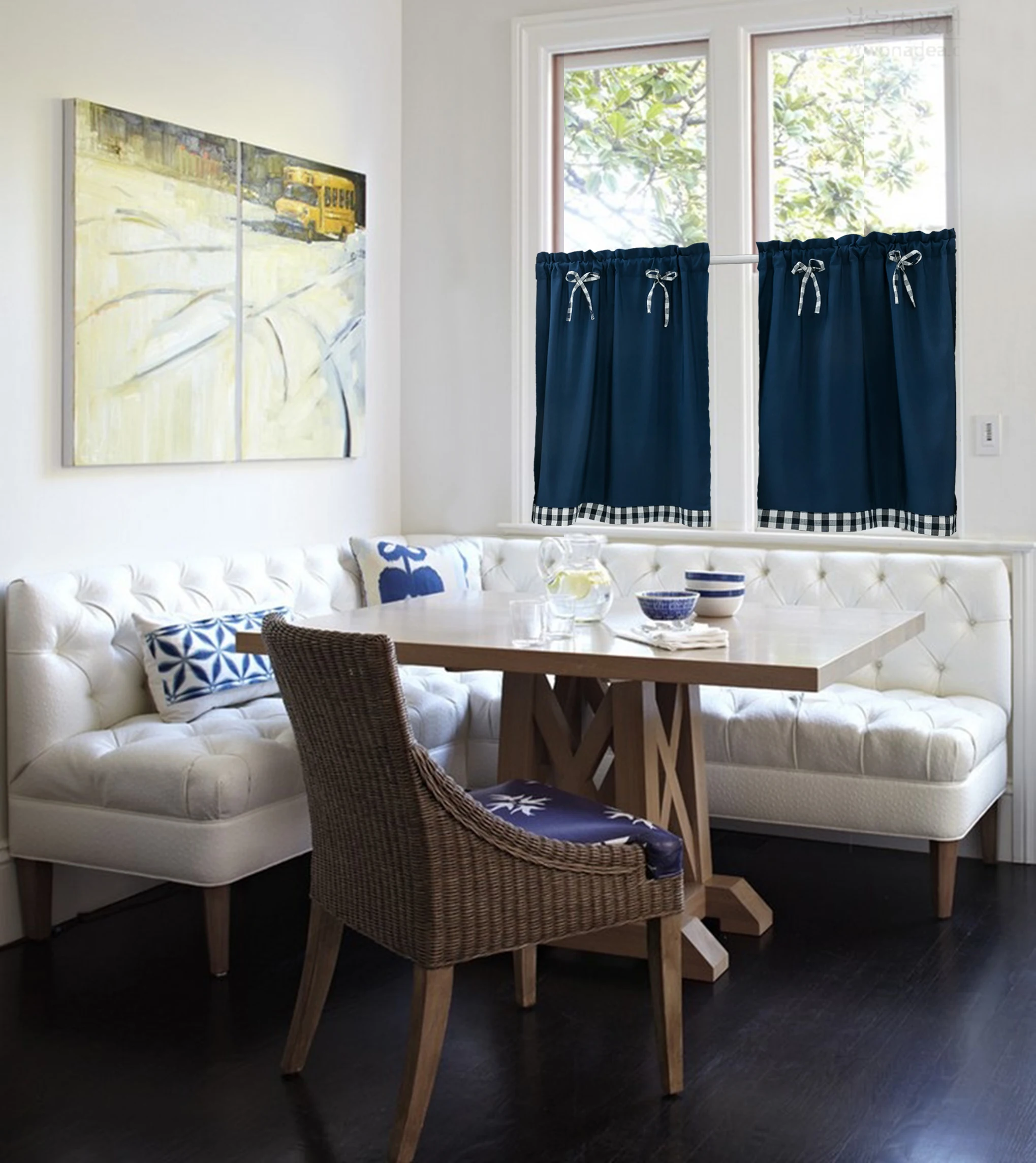 Короткая Затемняющая штора с бантом из полиэстера и хлопка