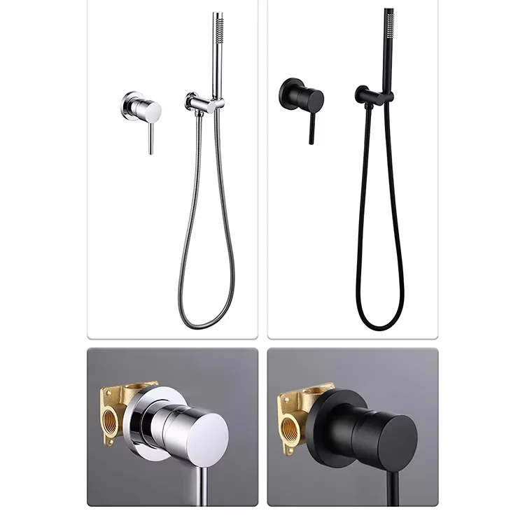 Gowin New Style Outlet Handheld Brass Faucets and Taps Full Bathroom Faucet Set Concealed Bathtub Tap with Hand Sprayer