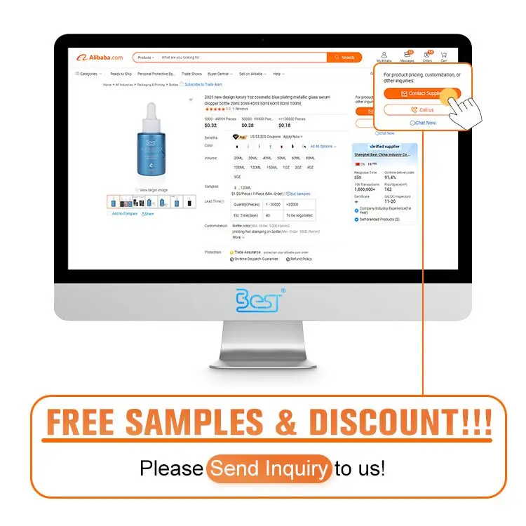 Dropper Bottles Essential Oil Serum Bottle Glass Plastic Luxury Screen Printing with Cosmetic Packaging Paper Box Black 3-5days