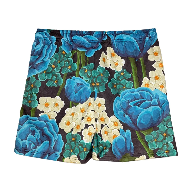 2024 New design private label custom logo fashion streetwear polyester printing summer beach swim trunks swimming shorts for men