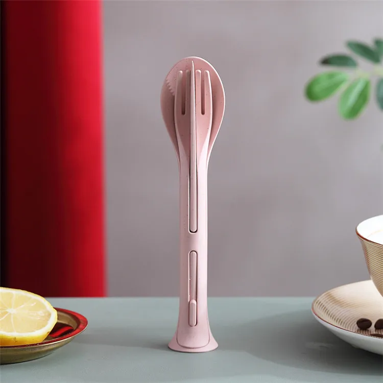 Wheat Straw Knife Fork Spoon Tableware Set  Student Cutlery Set For Outdoor Camping