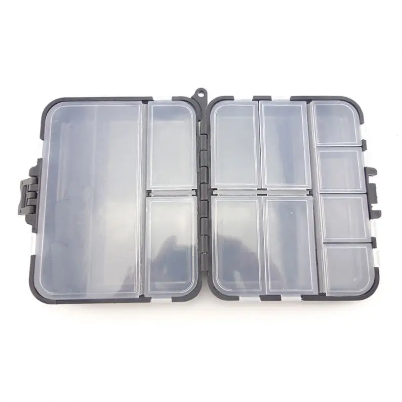 Hot Sales 10.5*6.5*3.3cm 12*10*3.5cm Multifunctional Fishing Tackle Box Jigs storage double sided fishing tackle box