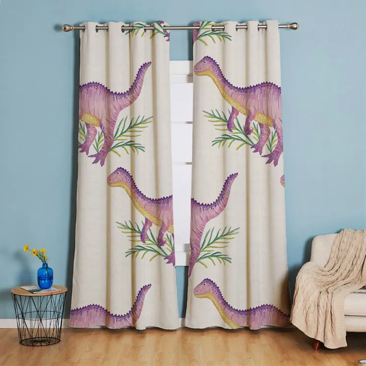 Jiuang Textiles Custom Cartoon Pattern Printing Curtains Window Blinds Blackout Curtain for the Living Room