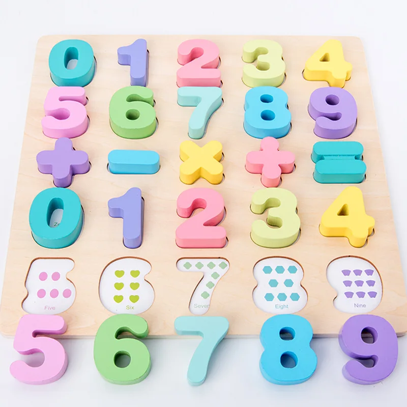 Hot sell  Bebe Car Toys Numbers Count Digital Building Blocks Logarithm Board Fishing Wooden Jigsaw Puzzle Games Baby Toys