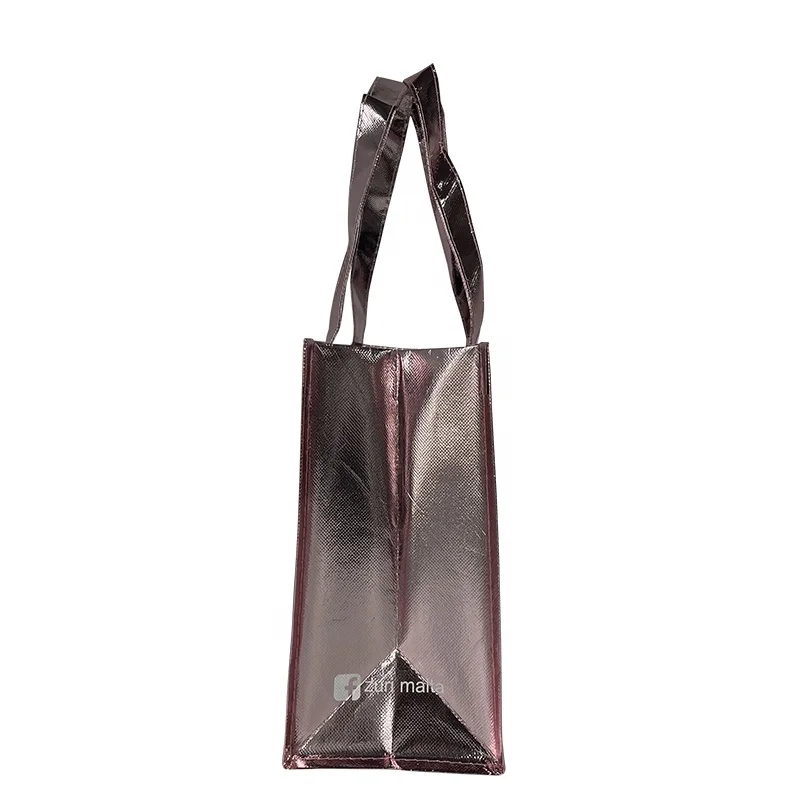 Eco-Friendly Promotional Shopping Bag Holographic Metallic Laminated Non-Woven Tote with letter Pattern