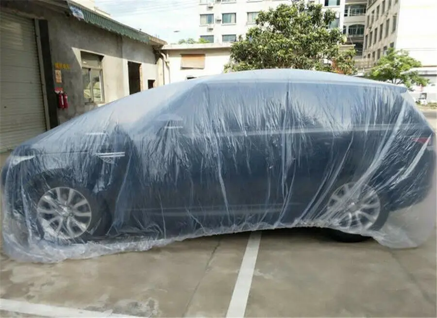 Universal Car Cover/Dustproof Waterproof/Plastic PE Rainproof Protect Disposable